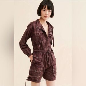 Free People Moon Bay Parachute Romper in Raisin